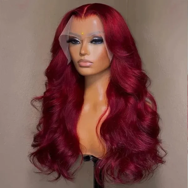 Burgundy 99J Body Wave 13x6 Hd Lace Frontal Human Hair Wig Transparent Lace Front Wigs For Women Brazilian Red Colored Remy Wig - Image 5