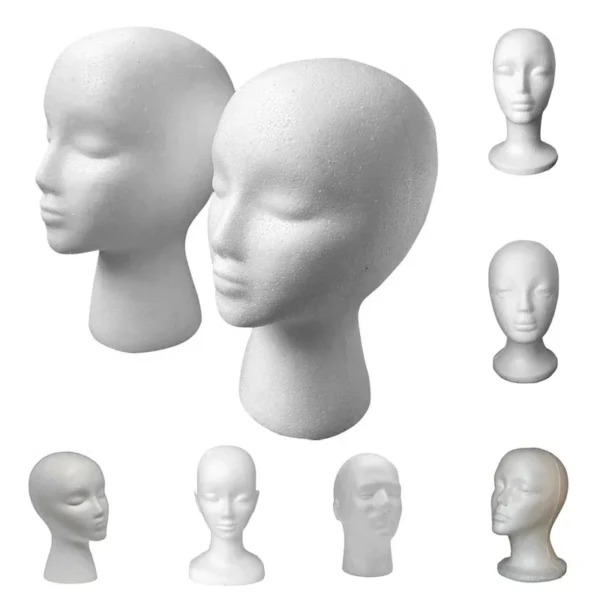 1pcs Female Styrofoam Foam Mannequin Manikin Head Model Hat Glasses Wig Display Male White Foam Mannequin Head Holder Stand Rack - Image 2