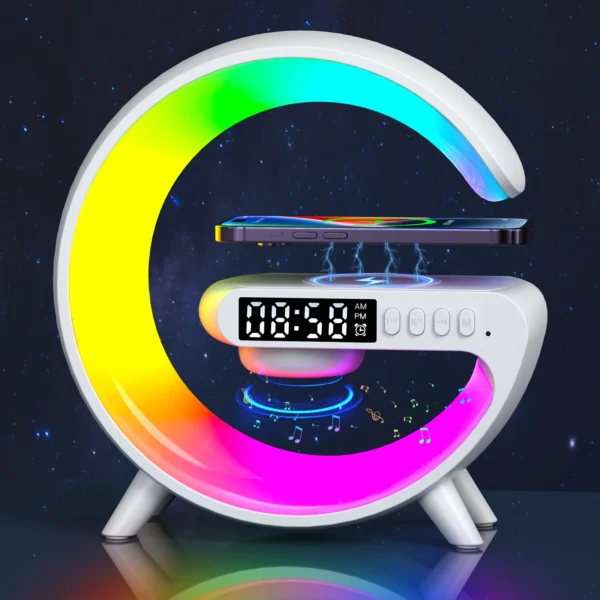 LED Smart Wake Up Light RGB Night Light with Wireless Speaker 15W Wireless Rechargeable Desk Lamp for Bedroom Bedside Game Room - Image 11