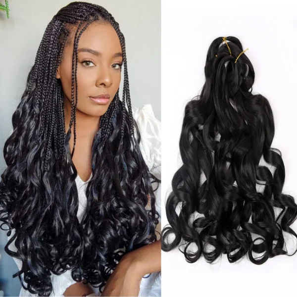 French Curly Crochet Braiding Hair Synthetic Loose Wave Ombre Braids Hair for Women  Spiral Curls Pre Stretched Hair Extensions - Image 15