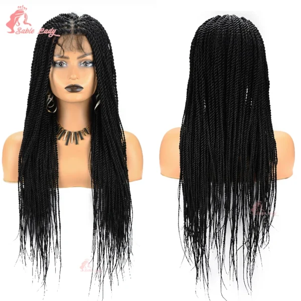 Long 36“ Synthetic Full Lace Wigs Twist Box Braided Wigs Lace Front Wig Knotless Braids Wig Black Women Cornrow Box Braided Wigs - Image 5