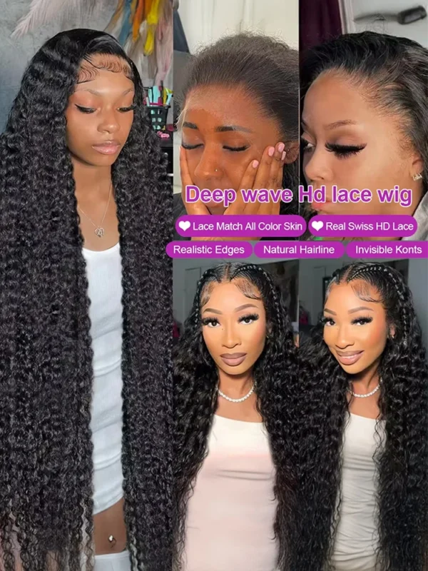 300% High Density Loose Deep Wave 40 46 50 Inch 13x6 13x4 HD Lace Frontal Human Hair Wig Brazilian 360 Full Curly Wigs For Women - Image 3