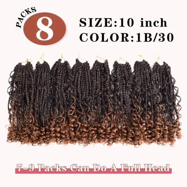 8 Packs Synthetic 12 Inch Goddess Box Braids Crochet Hair Boho Box Braids With Curl Ends Hair Extensions for Women Black - Image 2
