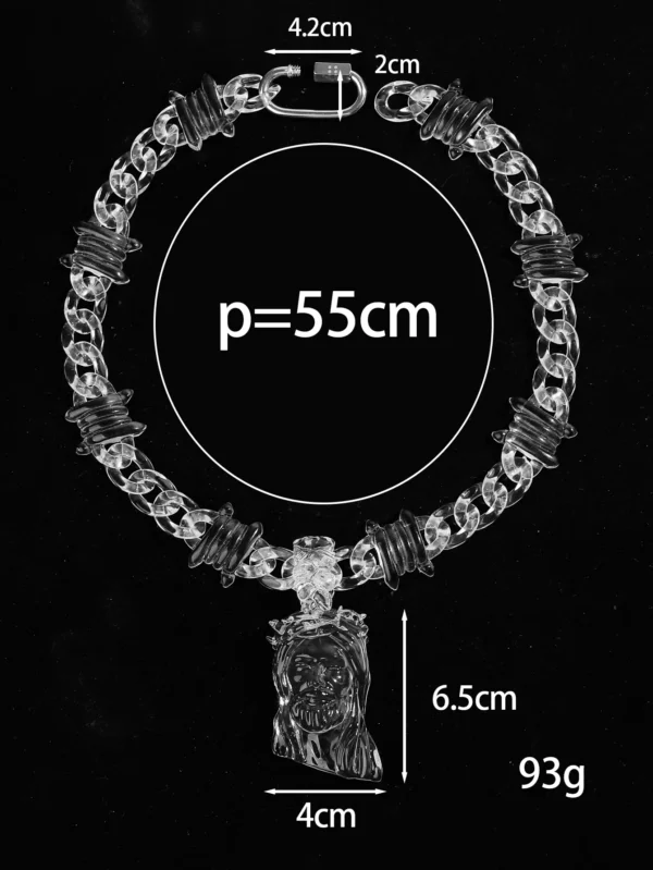 Trendy Transparent Clear Acrylic Big Juese Pendant Necklace for Men Hiphop Brambles Wire Jesus Christ Necklaces Male Jewelry - Image 8