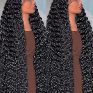 300% High Density Loose Deep Wave 40 46 50 Inch 13x6 13x4 HD Lace Frontal Human Hair Wig Brazilian 360 Full Curly Wigs For Women