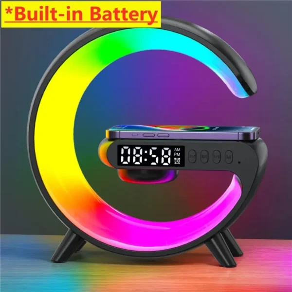 Wireless Charger Pad Stand Speaker TF Card RGB Night Light Lamp Alarm Clock Fast Charging Station Dock for iPhone Samsung Xiaomi - Image 9