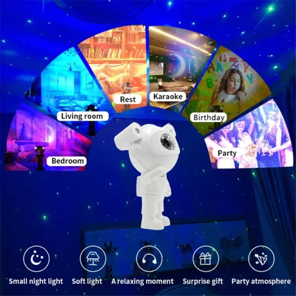 Astro Projector Astronaut Bluetooth Music Projector Astro Aurora Atmosphere Night Light - Image 2