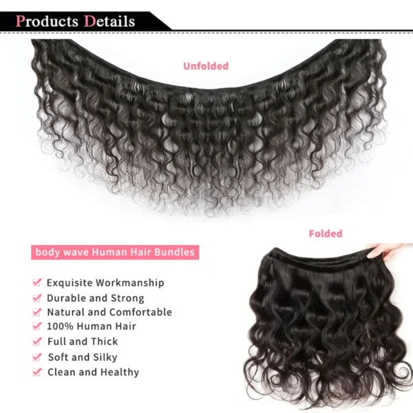 Body Wave Bundles Human Hair Brazilian Hair Weave Bundles 100% Natural Black Human Hair Extensions 1 3 4 PCS Bundles - Image 3