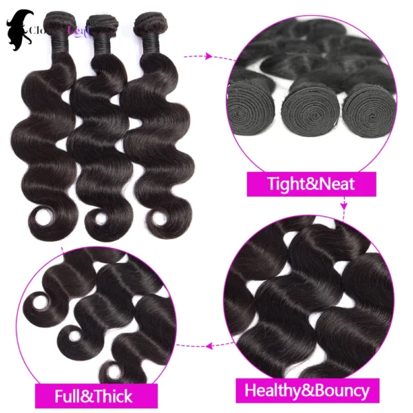 24inch Body Wave Human Hair Bundles 100% Brazilian Raw Human Hair 1/3/4 Bundles for Women 10A Thick Bundles 3 Days Delivery - Image 3