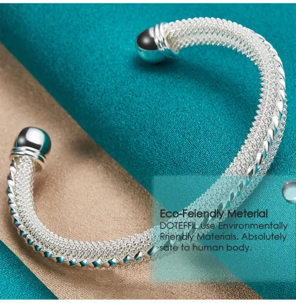 DOTEFFIL 925 Sterling Silver Woven Mesh Bangle Bracelet For Woman Man Wedding Engagement Fashion Charm Party Jewelry - Image 9