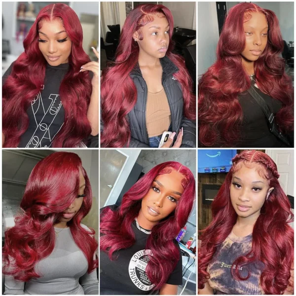 Wiggogo 30 Inch Hd Lace Wig 13X6 Hd Lace Frontal Wig 13X4 Red Lace Front Human Hair Wigs 99J Burgundy Body Wave Lace Front Wigs - Image 10