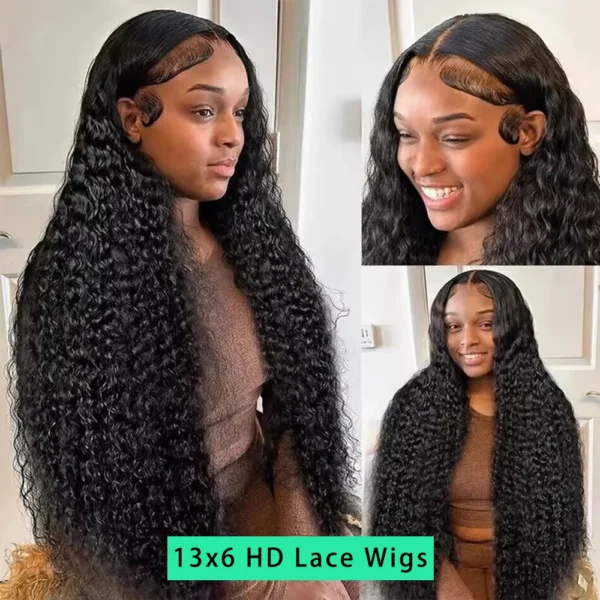 42 40 30Inch 300 Density 13x6 Hd Lace Frontal Wig Water Deep Wave Human Hair Wigs 100% Lace Curly Wigs For Black Women - Image 3