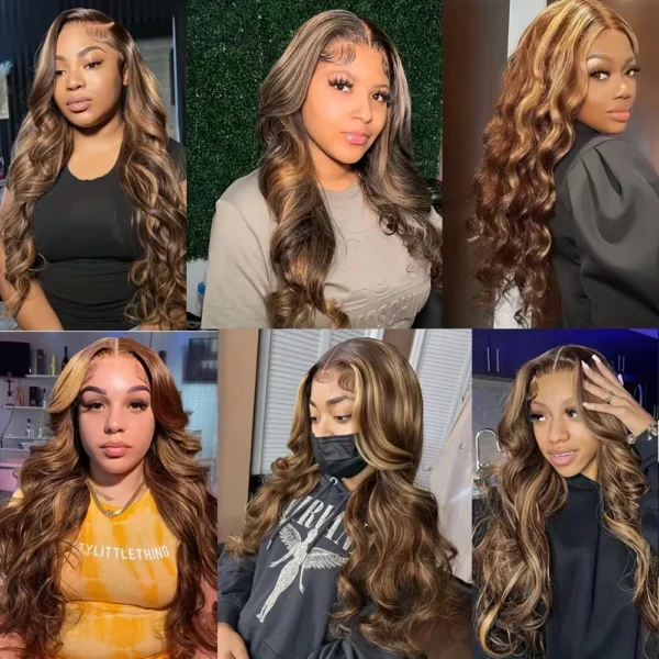 180 200 Density Lace Front Wigs Human Hair Body Wave 4/27 Highlight  13x4 13x6 HD Lace Frontal Colored 18 36 Inch Human wig - Image 3