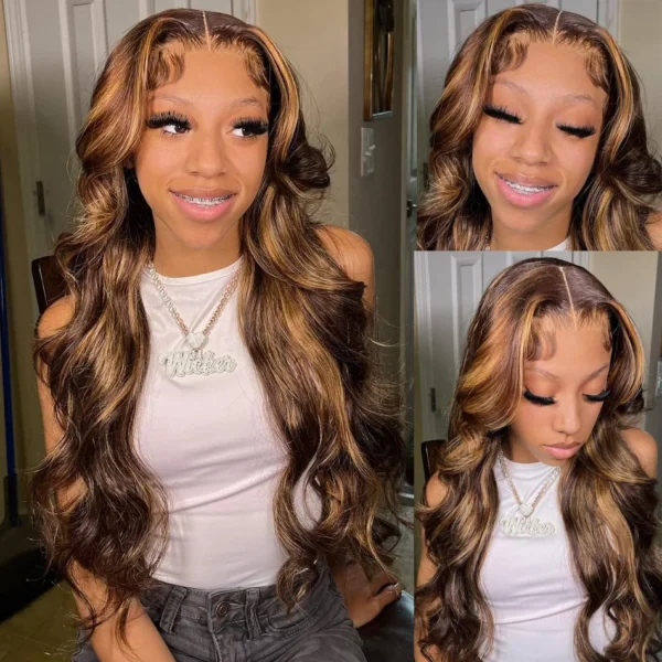 Highlight Wig Human Hair Blonde Body Wave 13X6 Hd Lace Frontal Colored Wig 13X4 Transparent Lace Front Human Hair Wig 30 36 Inch - Image 9