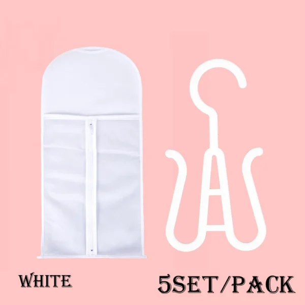 5pcs/set Wig Storage Bag Good Quality Anti Dust Hair Extensions Bag with Holder for Store Wigs Hair Extensions Ponytails 60 80cm - Image 12