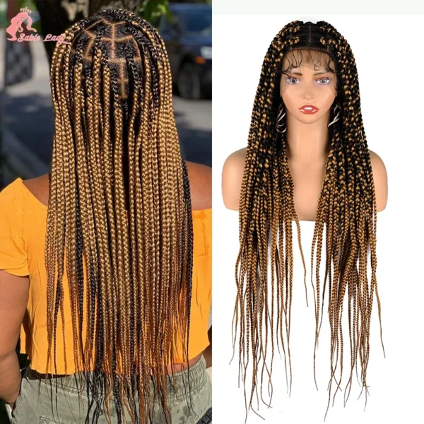 Synthetic Full Lace Wigs Jumbo Box Braids Wig Lace Front Wig Knotless Braids Wig Black Women Long 36“ Cornrows Box Braided Wigs - Image 25