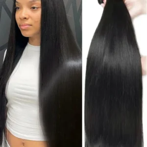 Rosabeauty Hair Straight 28 30 32 40 Inch Lace Closure 100% Natural Human Hair Bundles Deal Brazilian Remy Hair For Women
