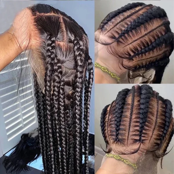 Real Full Lace Wigs 100% Human Hair for Braided Wigs Knotless Braids Straight HD Full Lace Frontal Wig Braid Wigs Preplucked - Image 7