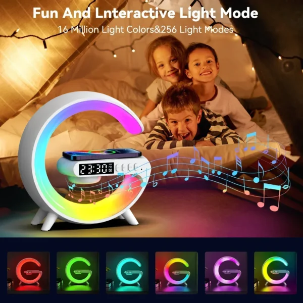 Multifunction Wireless Charger Stand Bluetooth 5.0 Speaker FM TF RGB Night Light Fast Charging Station for iPhone Samsung Xiaomi - Image 29