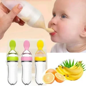 Baby Food Feeder, Silicone Baby Food Dispensing Spoon, 3 Oz Squeeze Feeding Spoons with Suction Cup for Boys Girl Kids Toddlers