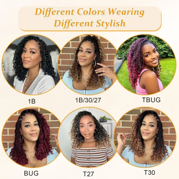 8 Packs Synthetic 12 Inch Goddess Box Braids Crochet Hair Boho Box Braids With Curl Ends Hair Extensions for Women Black - Image 16