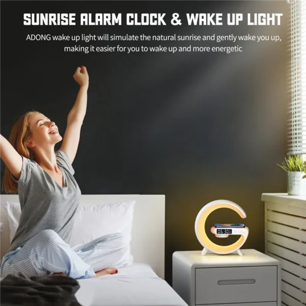 Wireless Charger Pad Stand Speaker TF Card RGB Night Light Lamp Alarm Clock Fast Charging Station Dock for iPhone Samsung Xiaomi - Image 2