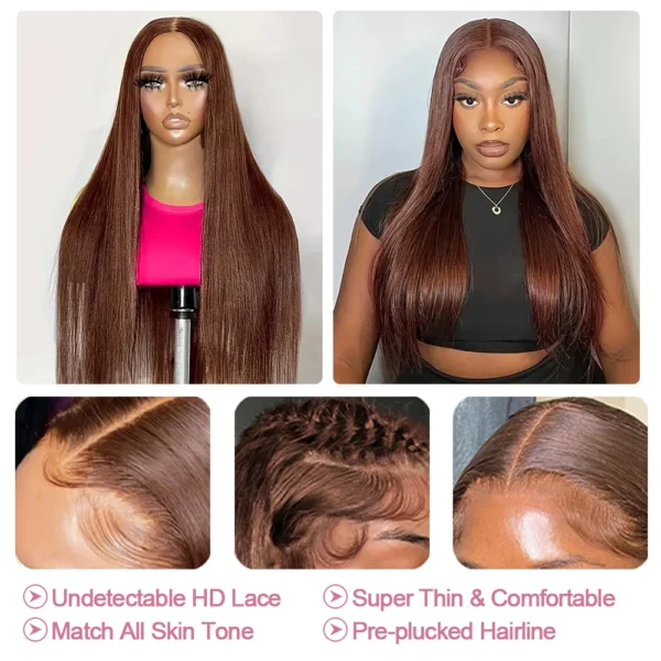 Chocolate Brown Straight 13x4 13x6 Hd Lace Frontal Wig Brazilian Colored T Part Human Hair Wigs For Women Preplucked 30 36 Inch - Image 17