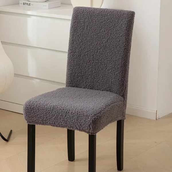 1PCS New Autumn and Winter Lambs Plush Chair Cover Solid Color  Thicken Universal Dining Chair Cover Householder Seatcover - Image 7