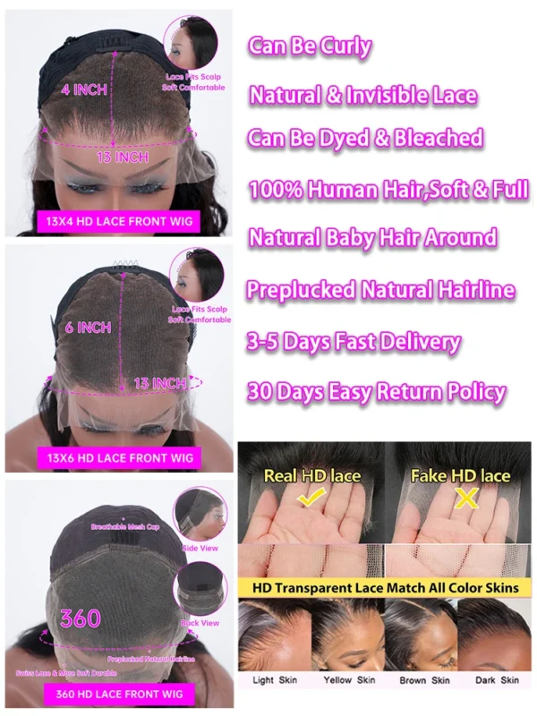 Wulala 40 Inch Deep Wave Lace Front Wig 13x6 Hd Lace Frontal Wig 13x4 Curly Human Hair Wigs For Women 4x4 360 Pre Plucked Lace - Image 6
