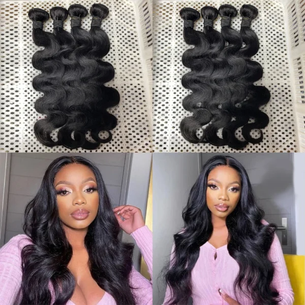 24inch Body Wave Human Hair Bundles 100% Brazilian Raw Human Hair 1/3/4 Bundles for Women 10A Thick Bundles 3 Days Delivery - Image 4