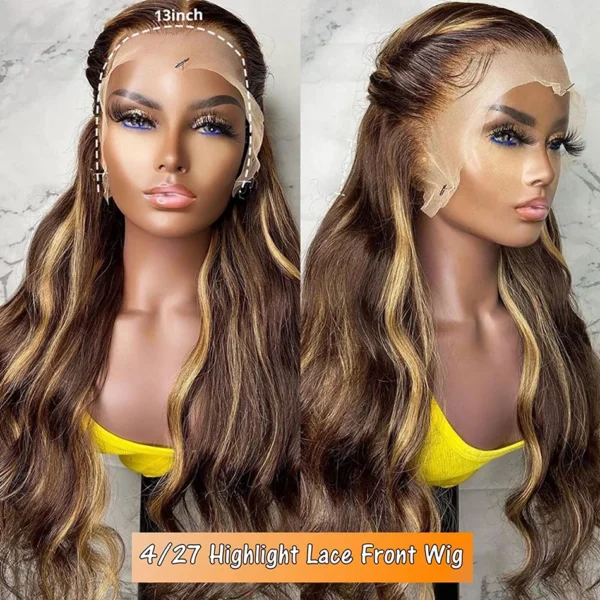 Highlight Wig Human Hair Blonde Body Wave 13X6 Hd Lace Frontal Colored Wig 13X4 Transparent Lace Front Human Hair Wig 30 36 Inch - Image 5