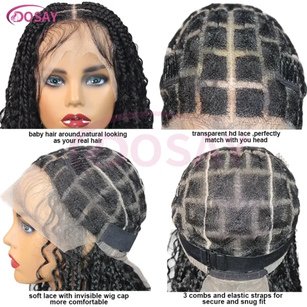 Short 12 Inch Bohemian Curly Braided Full Lace Front Wigs Knotless Box Braid Bob Wig Women Synthetic Locs Goddess Cornrow Braids - Image 16