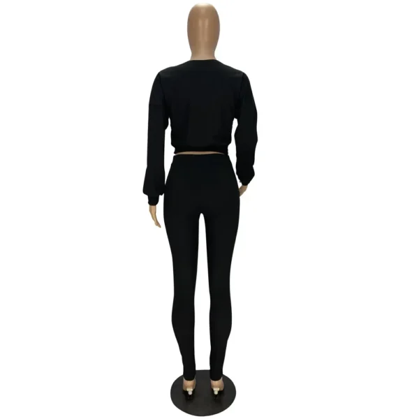 Fashion Summer Solid Lucky Label Letter Embroidery Two Piece Sets Women Sweatshirt+Leggings Casual Sporty Tracksuits Female - Image 41