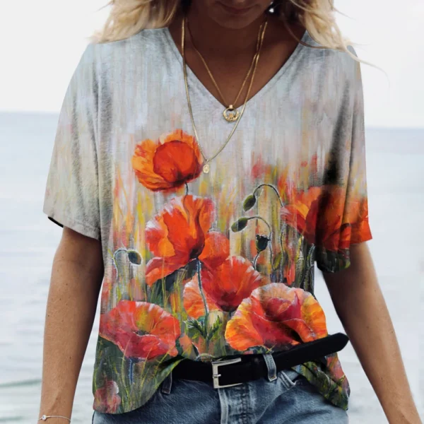Fashion Floral Flower Graphics 3D Print T-Shirts Woman Summer T Shirt Streetwear Women's Y2K Tops Oversized Clothing Girls Tees - Image 20
