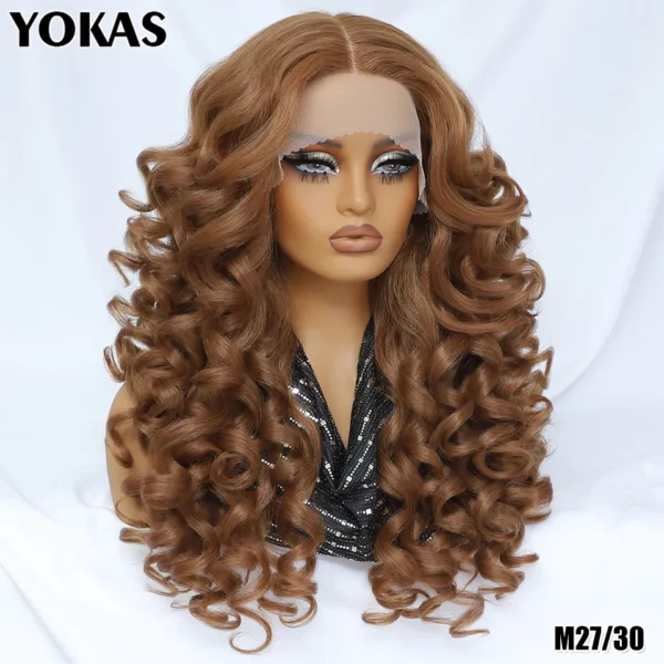 24 Inch Synthetic Lace Front Wigs For Black Women Curly Afro Lace Wigs for Afro Women Chocolate Brown Lace Front Wigs For Woman - Image 10