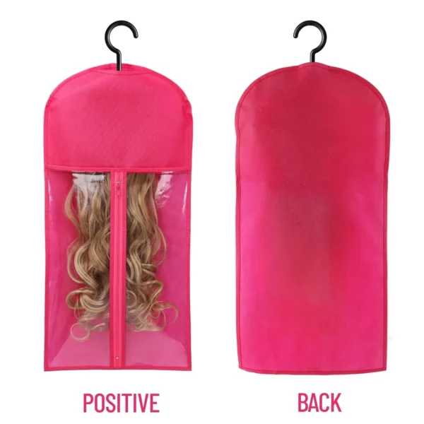 10pcs Long Hair Extensions Storage Bag Non-Woven Dust Proof Wigs Carrier Bags With Plastic Hanger For Home Organizer - Image 3