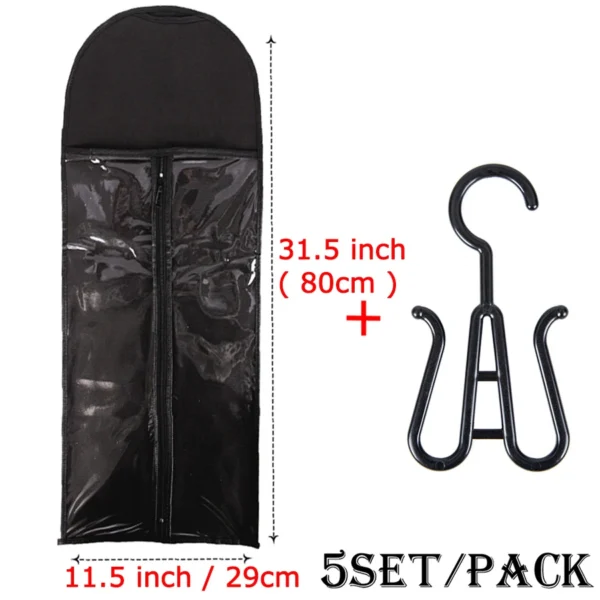 5pcs/set Wig Storage Bag Good Quality Anti Dust Hair Extensions Bag with Holder for Store Wigs Hair Extensions Ponytails 60 80cm - Image 14
