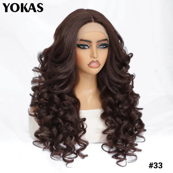 24 Inch Synthetic Lace Front Wigs For Black Women Curly Afro Lace Wigs for Afro Women Chocolate Brown Lace Front Wigs For Woman - Image 14