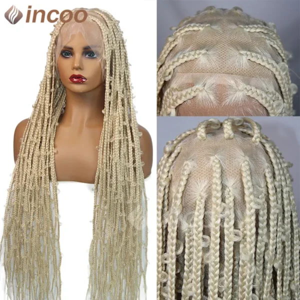 36 Inches Synthetic Lace Braided Wigs Butterfly Braids Lace Wig For Black Women Braid Wigs On Sale Clearance Box Braids Lace Wig - Image 24