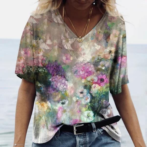 Fashion Floral Flower Graphics 3D Print T-Shirts Woman Summer T Shirt Streetwear Women's Y2K Tops Oversized Clothing Girls Tees - Image 3
