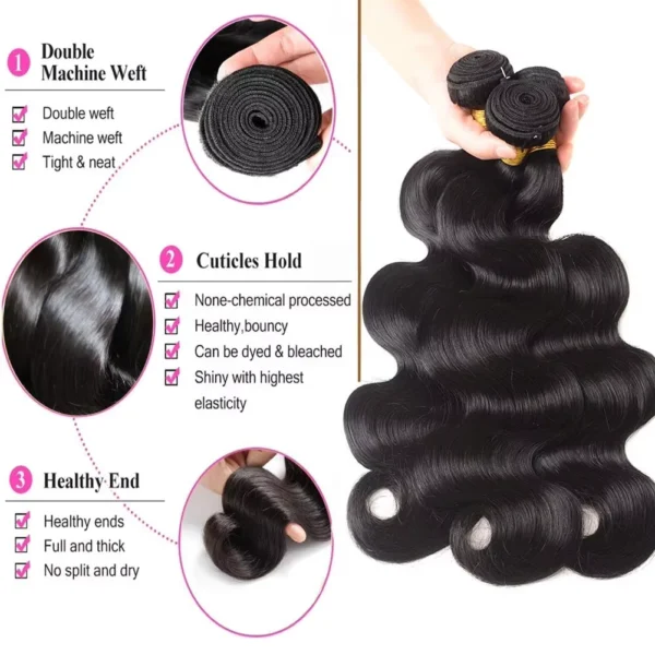 Mossily 3 4 5 Bundles 40 Inches 100% Raw Human Hair Body Wave Brazilian Remy Human Hair Bundle Extension Double Drawn Weavy - Image 3