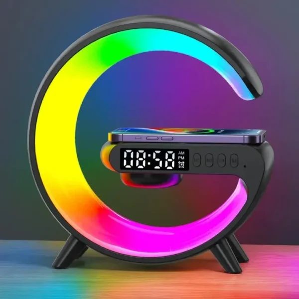 Multifunction RGB Light Bluetooth Speaker Alarm Clock 15W Wireless Charger Stand Pad For iPhone Samsung Fast Charging Station - Image 7