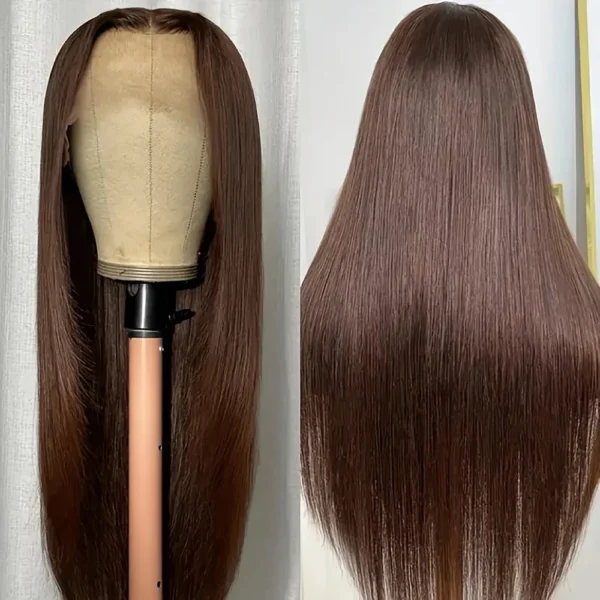 Chocolate Brown Straight 13x4 13x6 Hd Lace Frontal Wig Brazilian Colored T Part Human Hair Wigs For Women Preplucked 30 36 Inch - Image 7