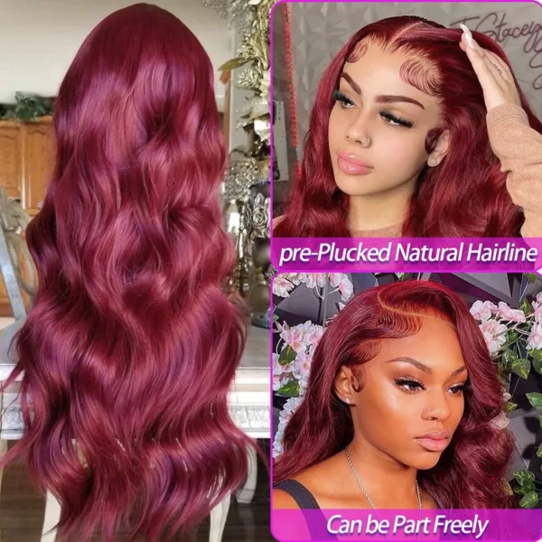 Wiggogo 30 Inch Hd Lace Wig 13X6 Hd Lace Frontal Wig 13X4 Red Lace Front Human Hair Wigs 99J Burgundy Body Wave Lace Front Wigs - Image 8
