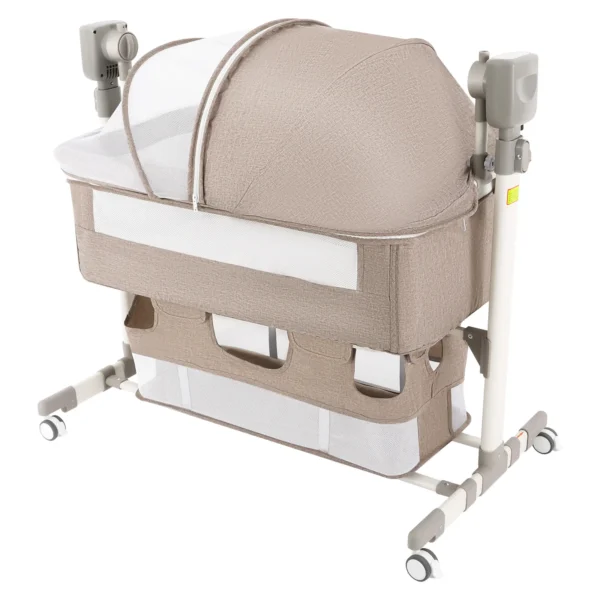 5 Gears Baby Rocking Bed Baby Crib Electric Bassinet W/ Mosquito Net Adjustable Height Nursery Bed Bluetooth Music 110V 44IBS - Image 9
