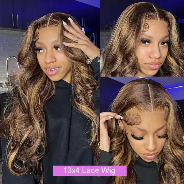 30 Inch Colored Highlight Human Hair Wigs Brazilian Body Wave Lace Front Wigs For Women 13x4 13x6 Hd Transparent Loose Wave Wig - Image 3