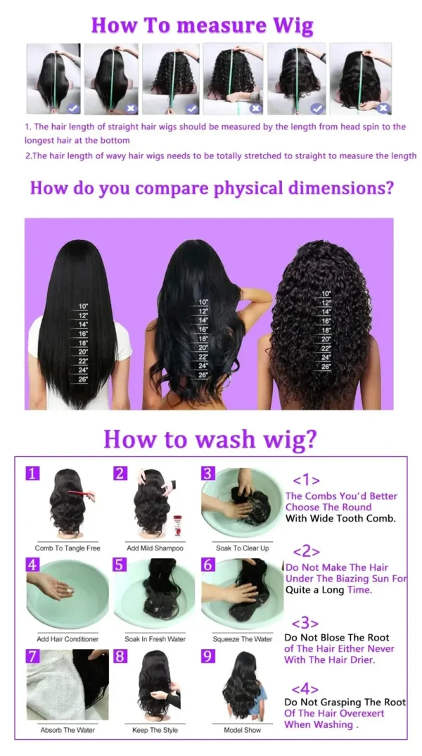 13x4 HD Lace Frontal Wig 13x6 Lace Front Human Hair Wigs For Black Women 16-36 Inch Body Wave Lace Front Wig Brazilian Hair Wig - Image 10