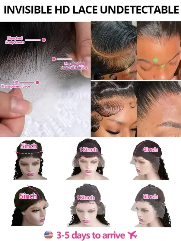 250 300 Density 30 40 Inch 13x6 HD Deep Wave Lace Frontal Wig 13x4 Lace Front Human Hair Glueless 5x5 Lace Closure Curly Wigs - Image 6