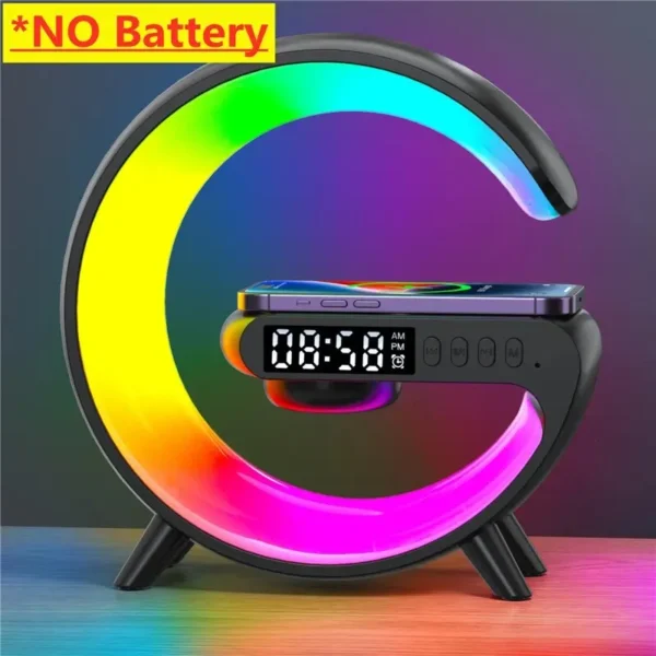 Wireless Charger Pad Stand Speaker TF Card RGB Night Light Lamp Alarm Clock Fast Charging Station Dock for iPhone Samsung Xiaomi - Image 7