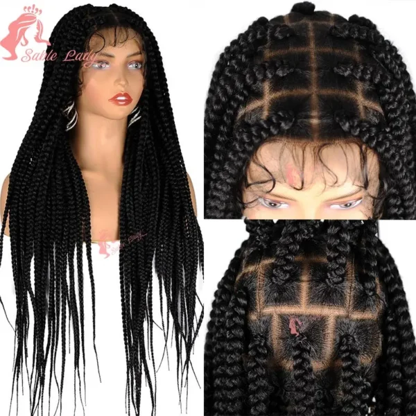 Synthetic Full Lace Wigs Jumbo Box Braids Wig Lace Front Wig Knotless Braids Wig Black Women Long 36“ Cornrows Box Braided Wigs - Image 4